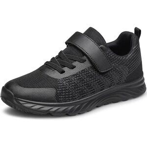 🆕Kids All Black Lightweight Breathable Athletic Running Tennis Fitness Sneakers